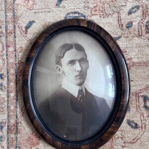 Vintage Oval Portrait in Wooden Frame